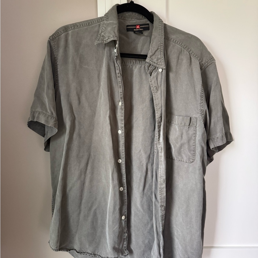 Casual Short-Sleeve Button Down Shirt — Washed Gray